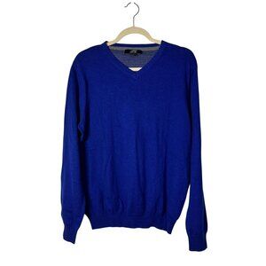 Fox Croft Mens V-Neck Cobalt Blue Lightweight Casual Sweater Size M Preppy